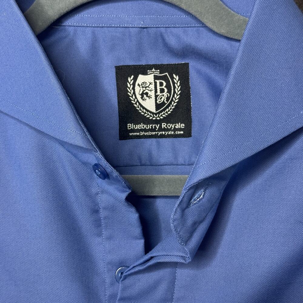 Blueburry Royale Men’s Button-Up Shirt | Royal Blue Hidden Placket | Size 17